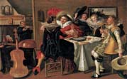 merry company at table by Dirck Hals